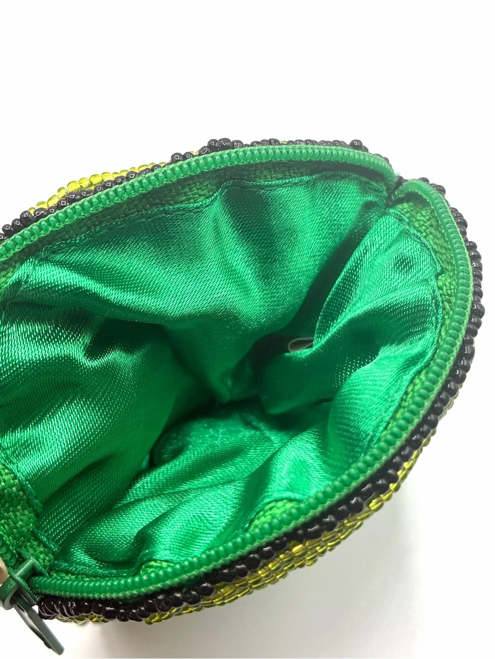 Beaded Frog Coin Purse Zipper Pouch Green Yellow Novelty - Picture 8 of 8